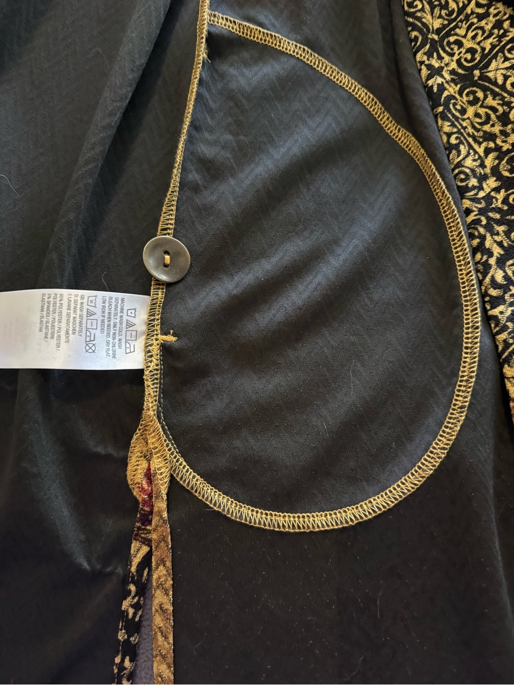 Susan Graver Multicolor Open-Front Jacket with Navy, Burgundy & Gold Print Sz 3X - Picture 9 of 10